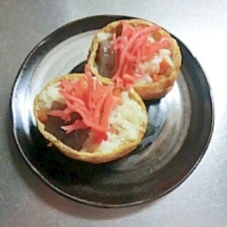 残った煮豆を使ったおいなりさん